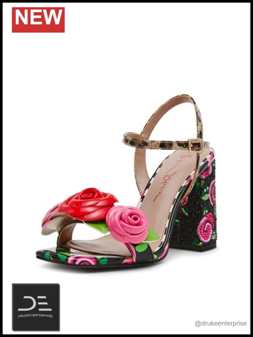 Glitter Rhinestone Strappy Block Heel Sandals